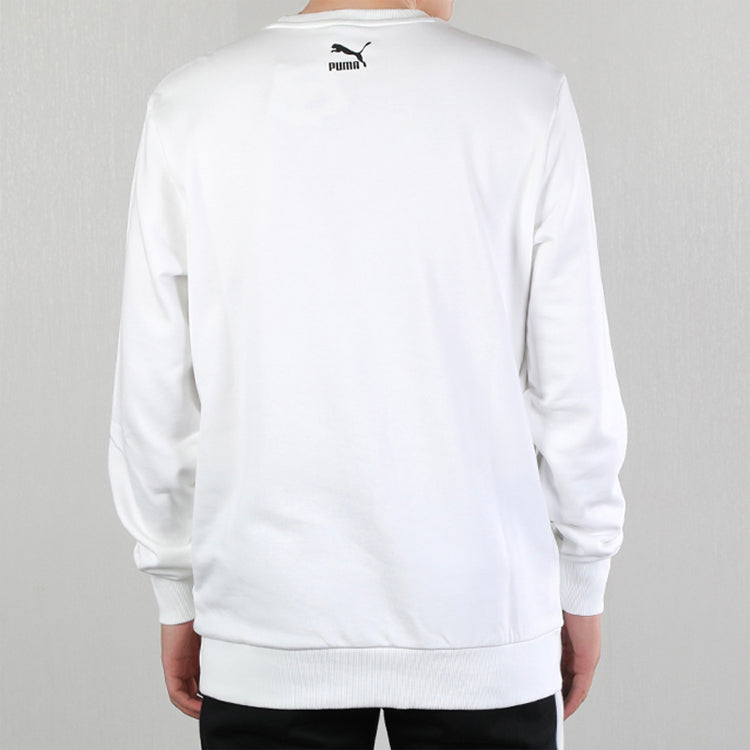 PUMA Trend AOP Crew Sweater 'White Black Yellow' 596872-02