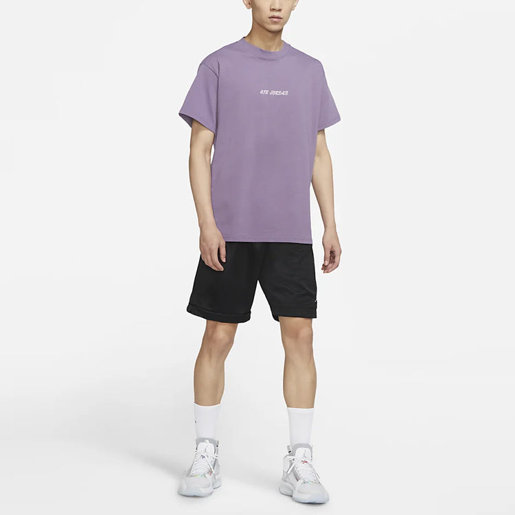Air Jordan Large Logo Sports Round Neck Short Sleeve Gray Purple DQ4960-574
