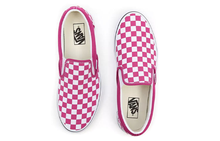 Vans Unisex Checkerboard Classic Slip-on Shoes Fuchsia/White VN000XG8AZY