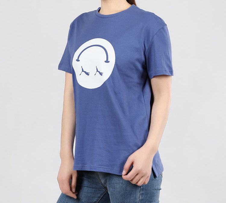 (WMNS) PUMA Smiling Face Pure Cotton Athleisure Casual Sports Round Neck Short Sleeve Blue 598628-38