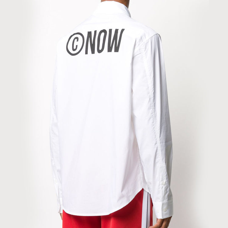 Off-White FW20 Non-Fiction Printing Long-sleeved Shirt Men White OMGA127E20FAB0020110