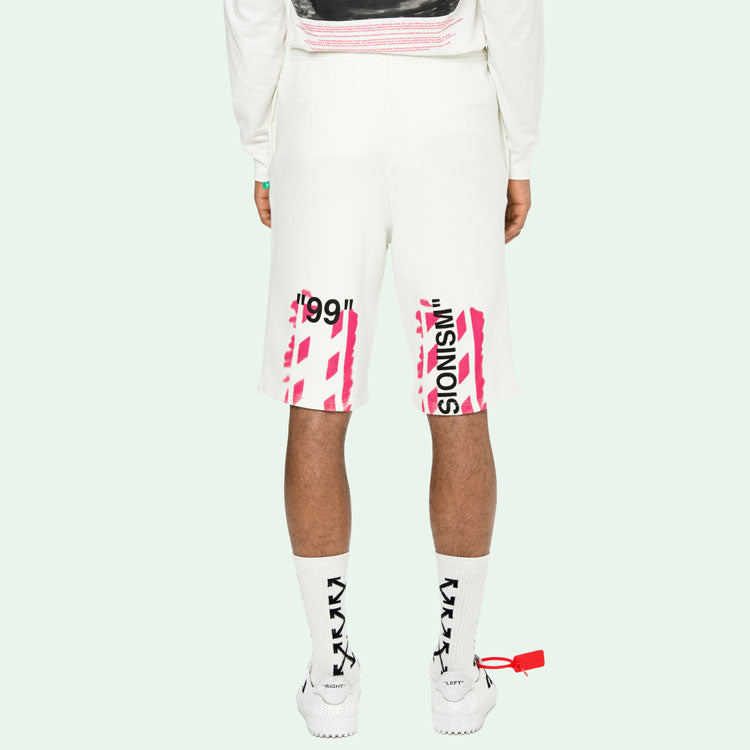 Off-White c/o virgil abloh For Men's White Diag Stencil Sweatshorts White/Pink OMCI006R190030150228