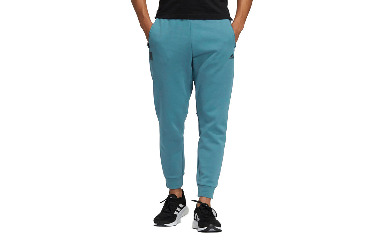 Men's adidas Wj Kn Reg Pnt Martial Arts Series Solid Color Running Sports Bundle Feet Long Pants/Trousers Blue H39292
