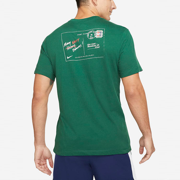 Men's Nike Tennis Sports Printing Round Neck Short Sleeve Green T-Shirt DJ2596-341