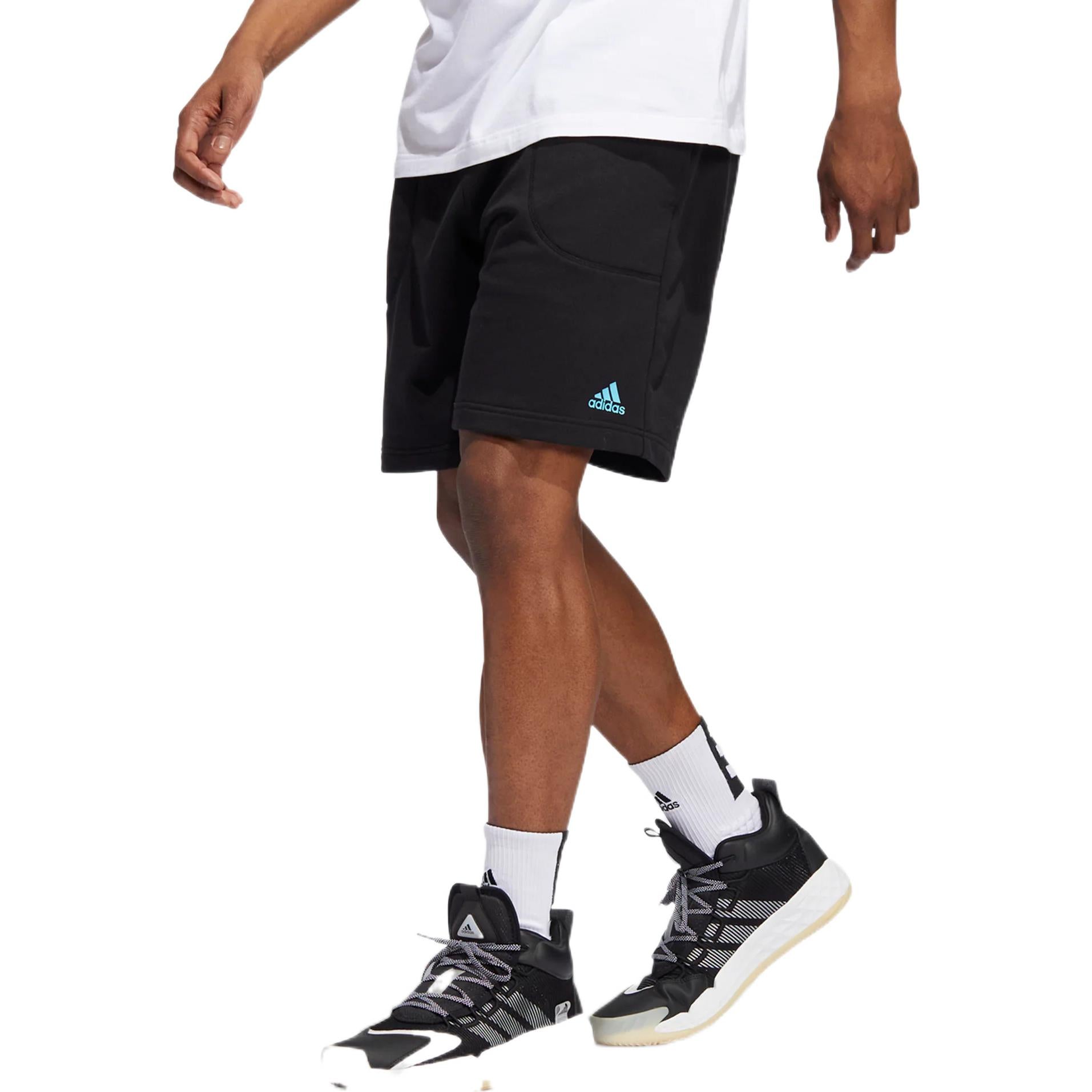 Men's adidas Don Dream Short Solid Color Logo Printing Drawstring Lacing Straight Shorts Black HG4420