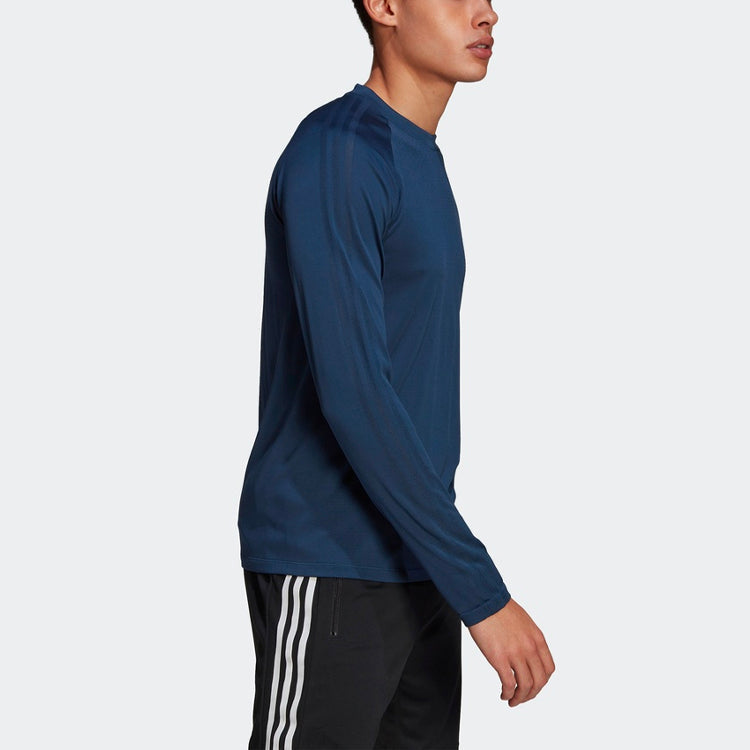 Men's adidas Athleisure Casual Sports Breathable Slim Fit Long Sleeves Blue T-Shirt GM2155