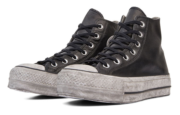 (WMNS) Converse Chuck Taylor All Star Leather Smoke Platform High Top Retro Black 562908C