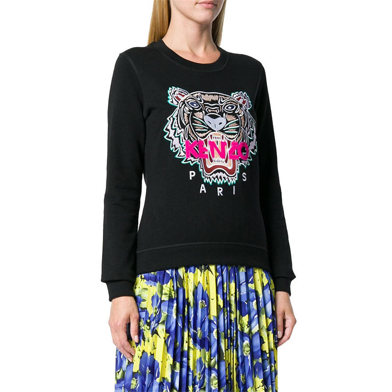 (WMNS) KENZO Embroidered Tiger Head Hoodie Black F862SW7054XA-99