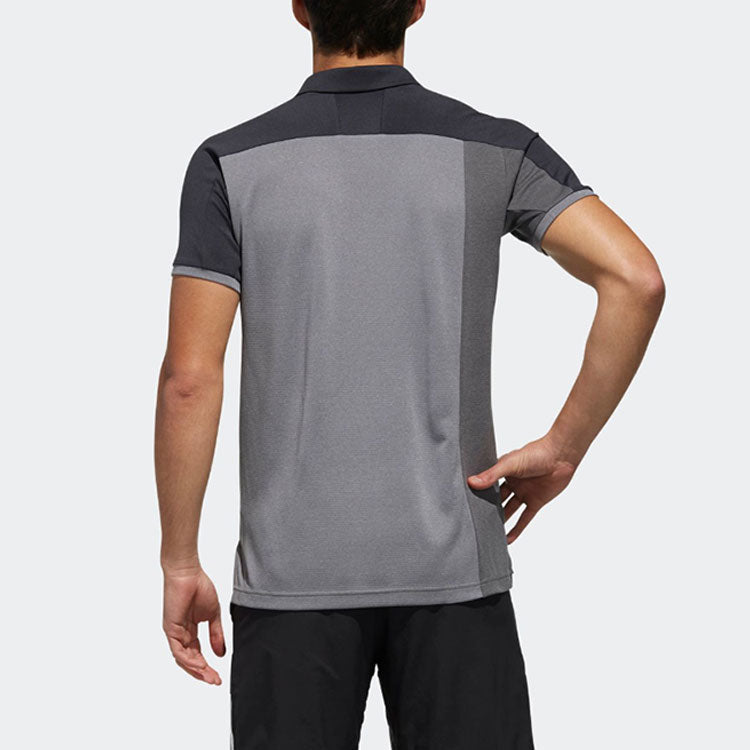adidas Logo Printing Colorblock Sports Short Sleeve Polo Shirt Gray DV0918