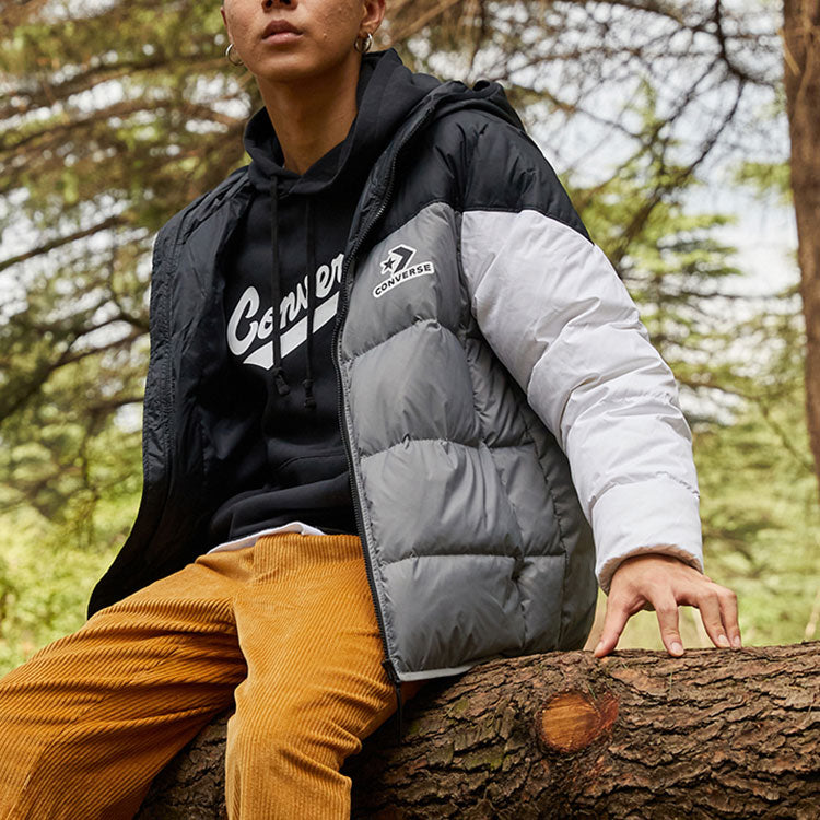 Converse Classic Casual Warm Hooded Down Jacket Asia Sizing 'Grey' 10023695-A02