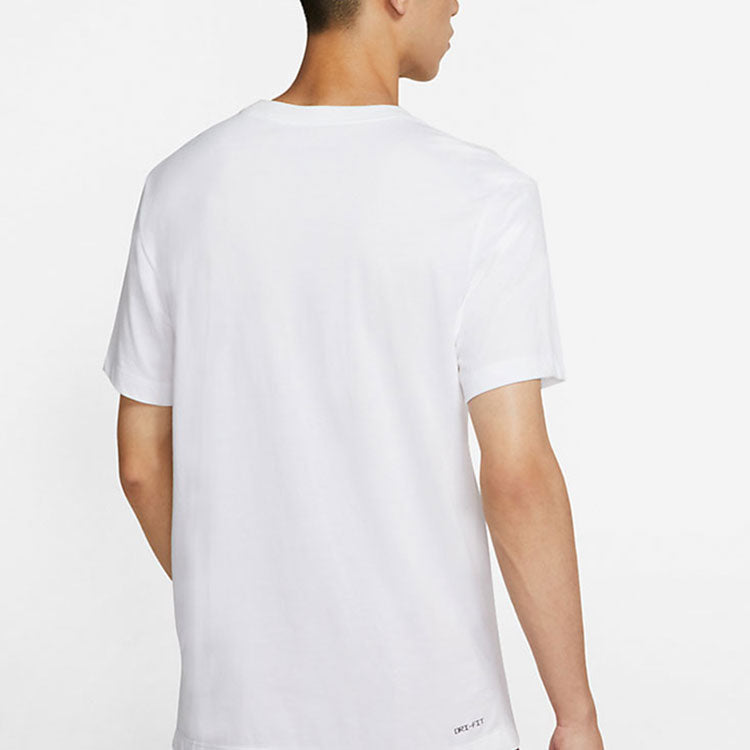 Air Jordan Jumpman Logo Printing Sports Round Neck Short Sleeve White CW5191-102