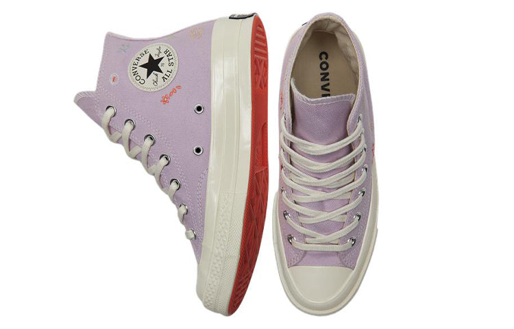 (WMNS) Converse Chuck 70 High 'Embroidered Floral Print - Pale Amethyst' A01584C