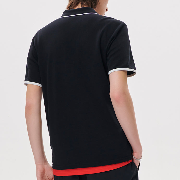 Men's FILA FUSION Logo Printing Embroidered Alphabet Short Sleeve Polo Shirt Black T11M131109F-BK
