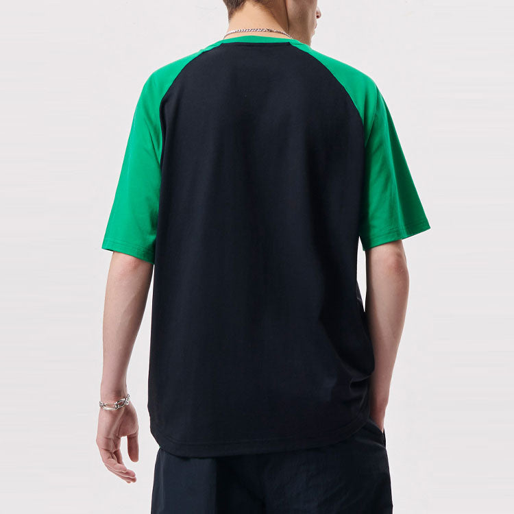 Men's FILA FUSION Contrasting Colors Knit Casual Sports Short Sleeve Black T-Shirt T11M132107F-BK