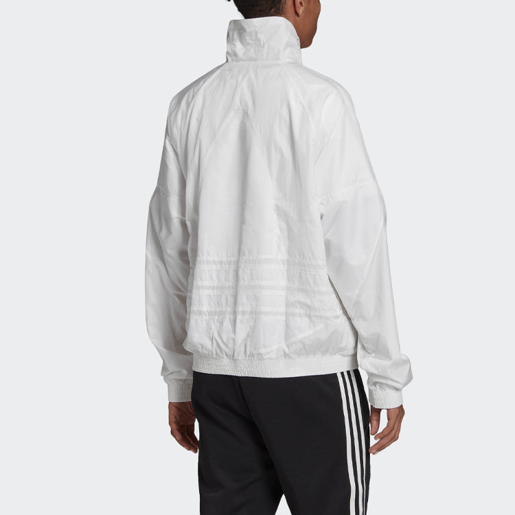 adidas originals Bg Trefoil Tt Solid Color Large Logo Athleisure Casual Sports Jacket White FM9889