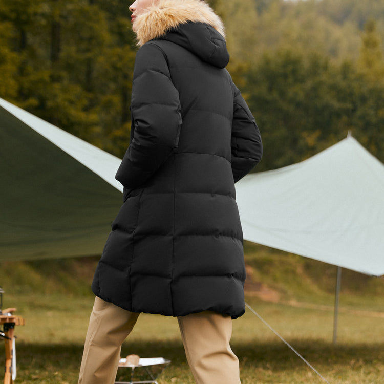 (WMNS) Skechers Casual Series Long Down Jacket 'Black' L422W109-0018