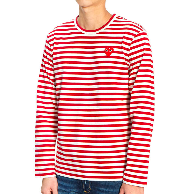 COMME des GARCONS PLAY Striped Long-Sleeve T-Shirt 'Red' AZ-T164-051-4