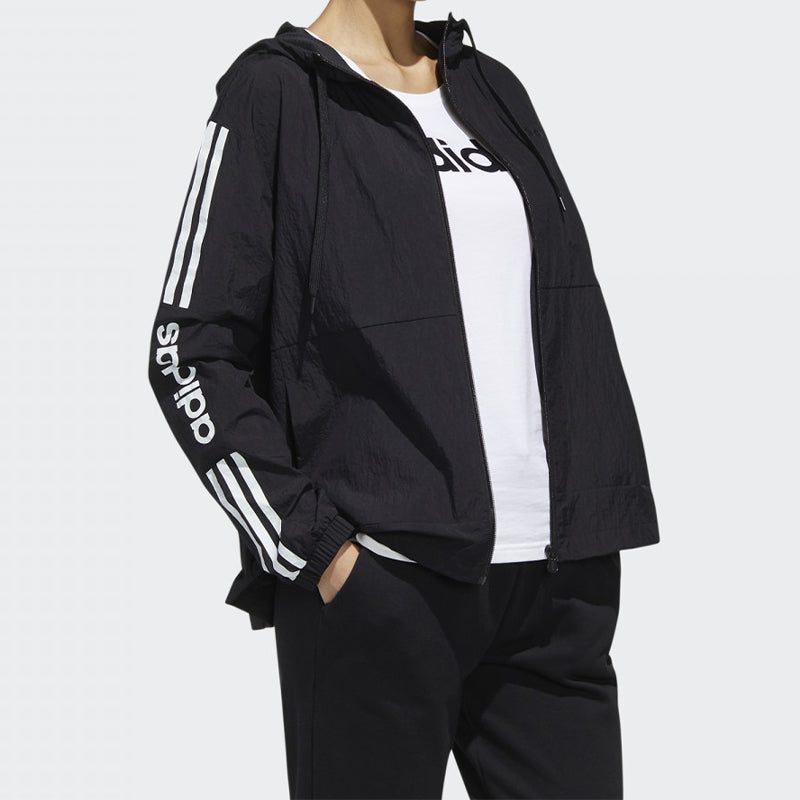(WMNS) adidas neo Printing Hooded Jacket Black FP7390