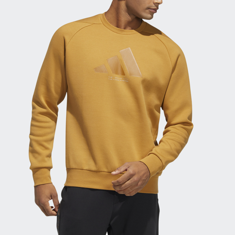 Men's adidas Th Logo Swt Large Logo Round Neck Sports Pullover Brown HE9902