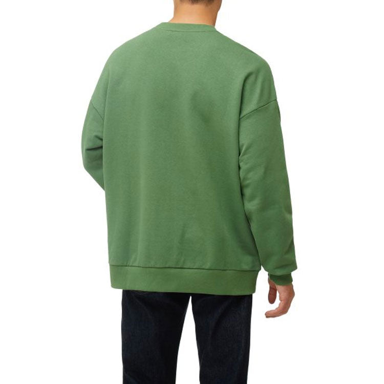PUMA Solid Color Logo Round Neck Pullover Long Sleeves Unisex Green 532241-67