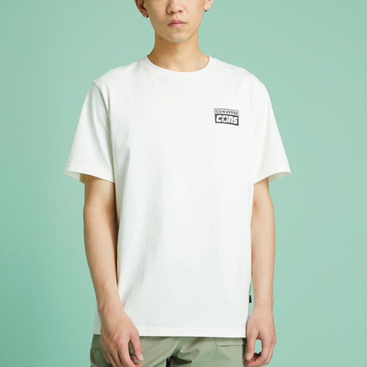 Converse Alphabet Logo Printing Retro Casual Short Sleeve Cream Yellow 10021134-A05