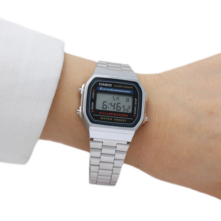 CASIO Unisex with Stainless Steel Bracelet Waterproof Mens Silver Digital A168WA-1W