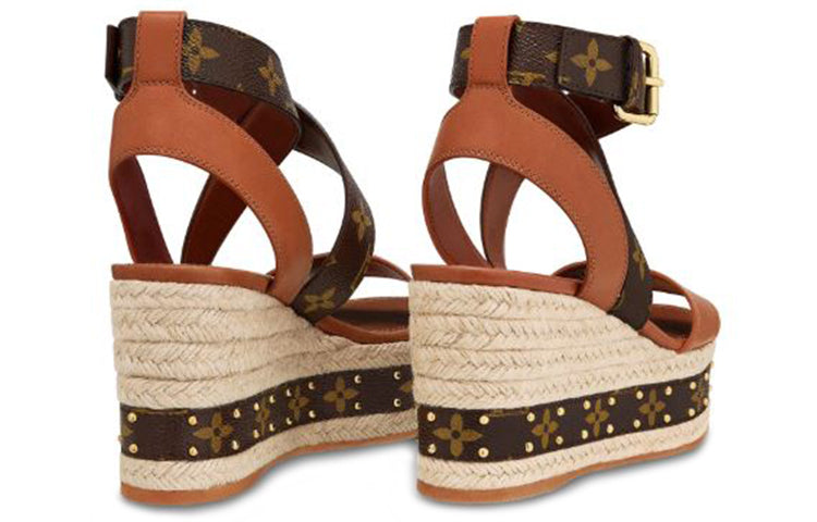 (WMNS) LOUIS VUITTON LV boundary Wedge Sandal 'Brown' 1A63W8