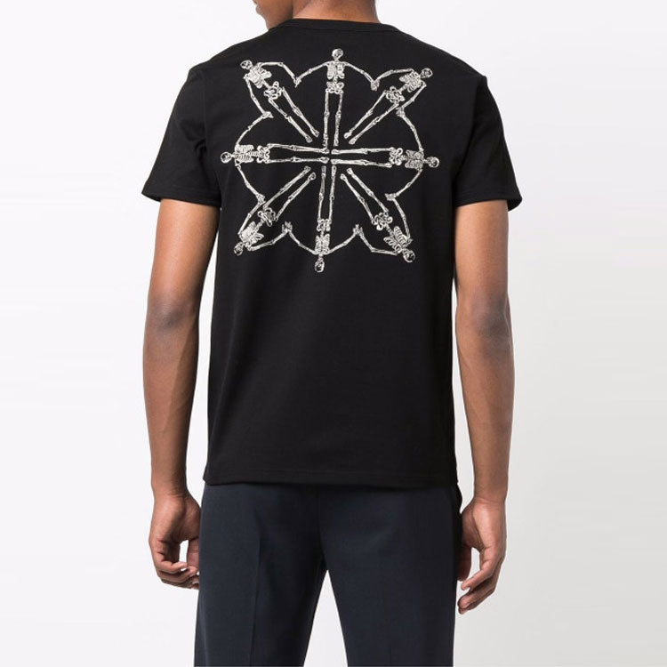 Men's Alexander McQueen FW21 Printing Round Neck Pullover Short Sleeve Black 666619-QRX03-1000