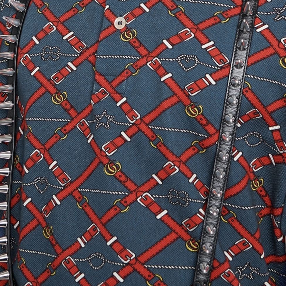Gucci Belt Check Polo Shirt 'Blue Red' 587461-XJBPI-4062