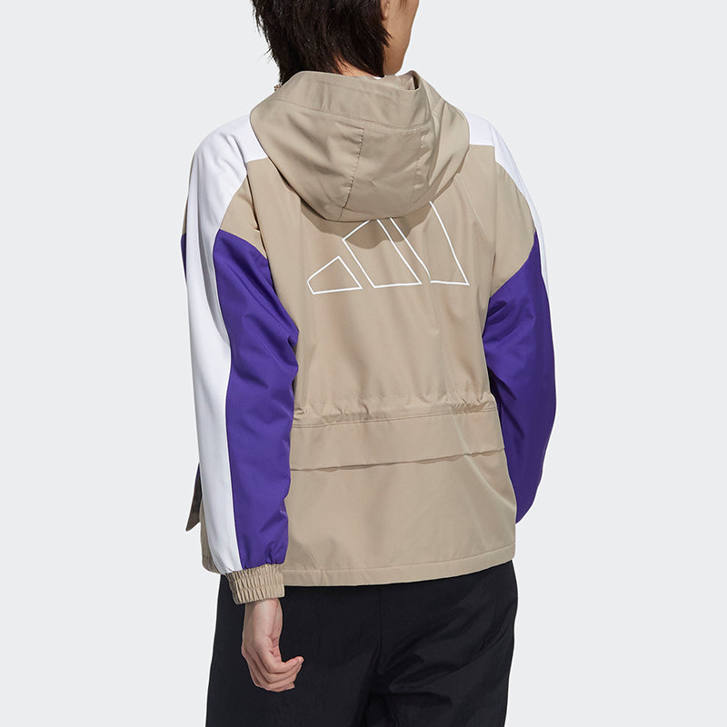 (WMNS) adidas Cny Jkt New Year Series Patchwork Print Pattern Sports Hooded Jacket Khaki Brown GP0611