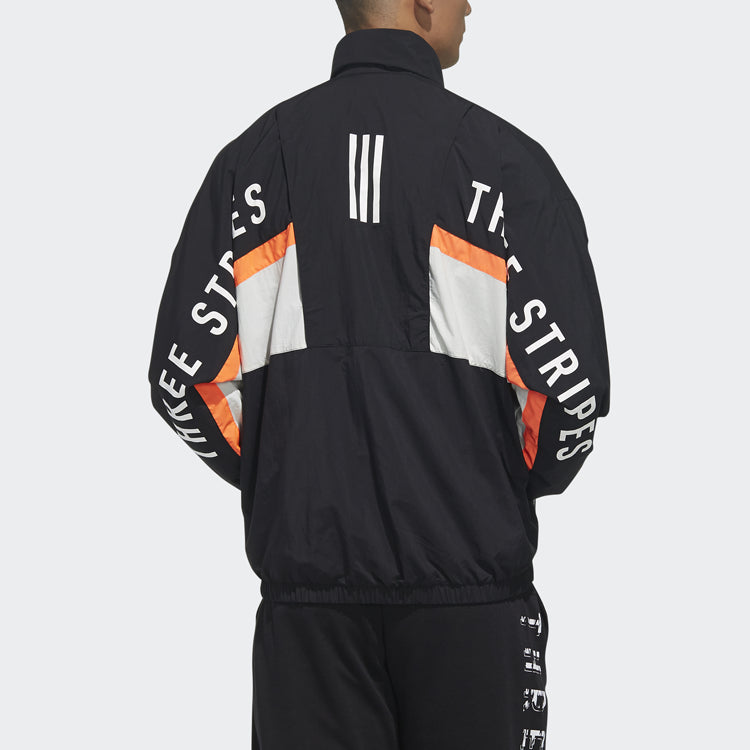 adidas Outlets Stand Collar Casual Sports Jacket Black HN8479