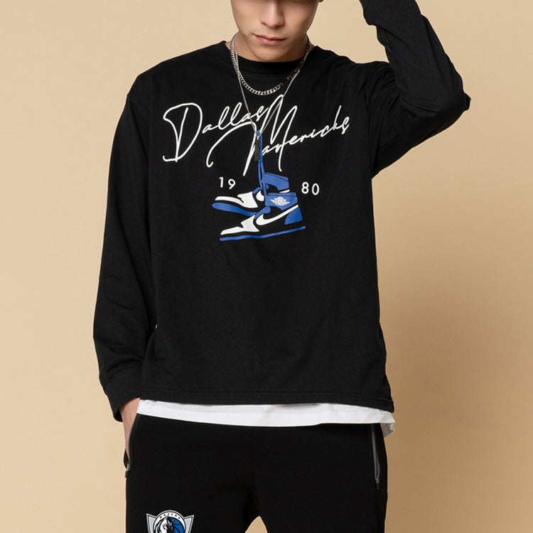 Men's Nike Casual Round Neck Pullover Printing Long Sleeves Black T-Shirt DJ6537-010