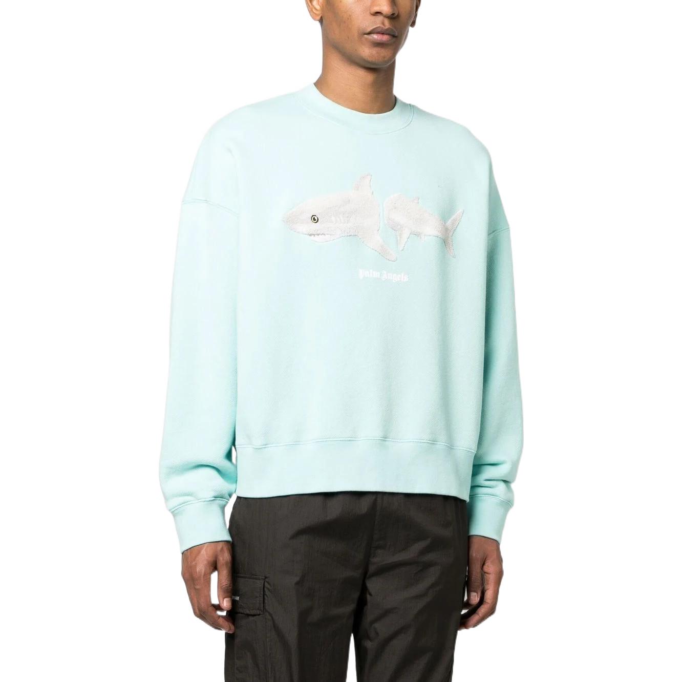 Palm Angels Split Shark Crew Sweater 'Blue White' PMBA026S23FLE0054001