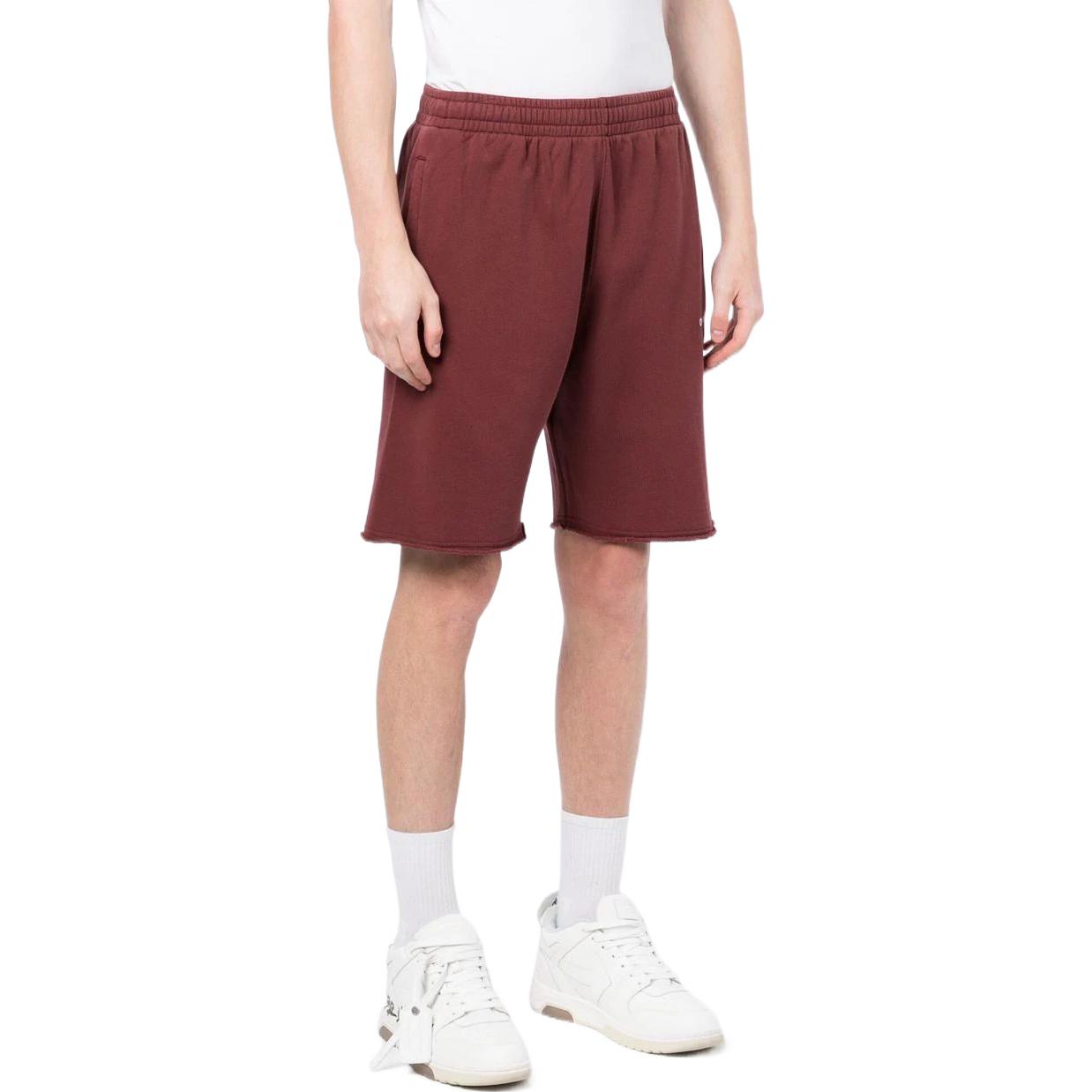 Men's Off-White FW22 Stripe Logo Printing Sports Shorts Version Red OMCI006F22FLE0011280