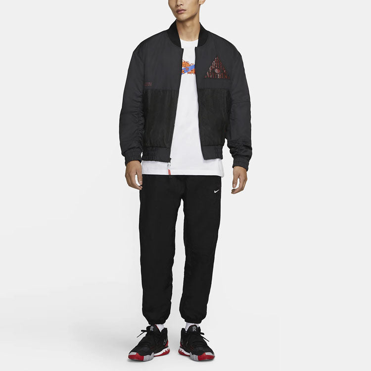 Men's Nike Kyrie Basketball Sports Mesh Patchwork Print Pattern Woven Baseball Padded Jacket CK6671-010
