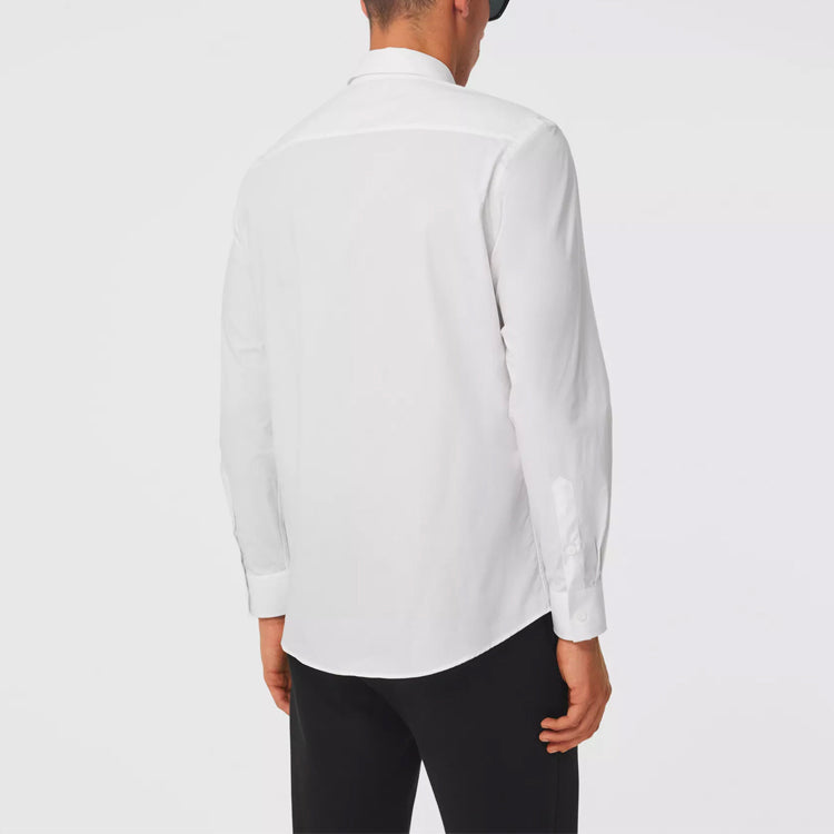 Men's Burberry Alphabet Stripe Cotton Long Sleeves Shirt White 80339601