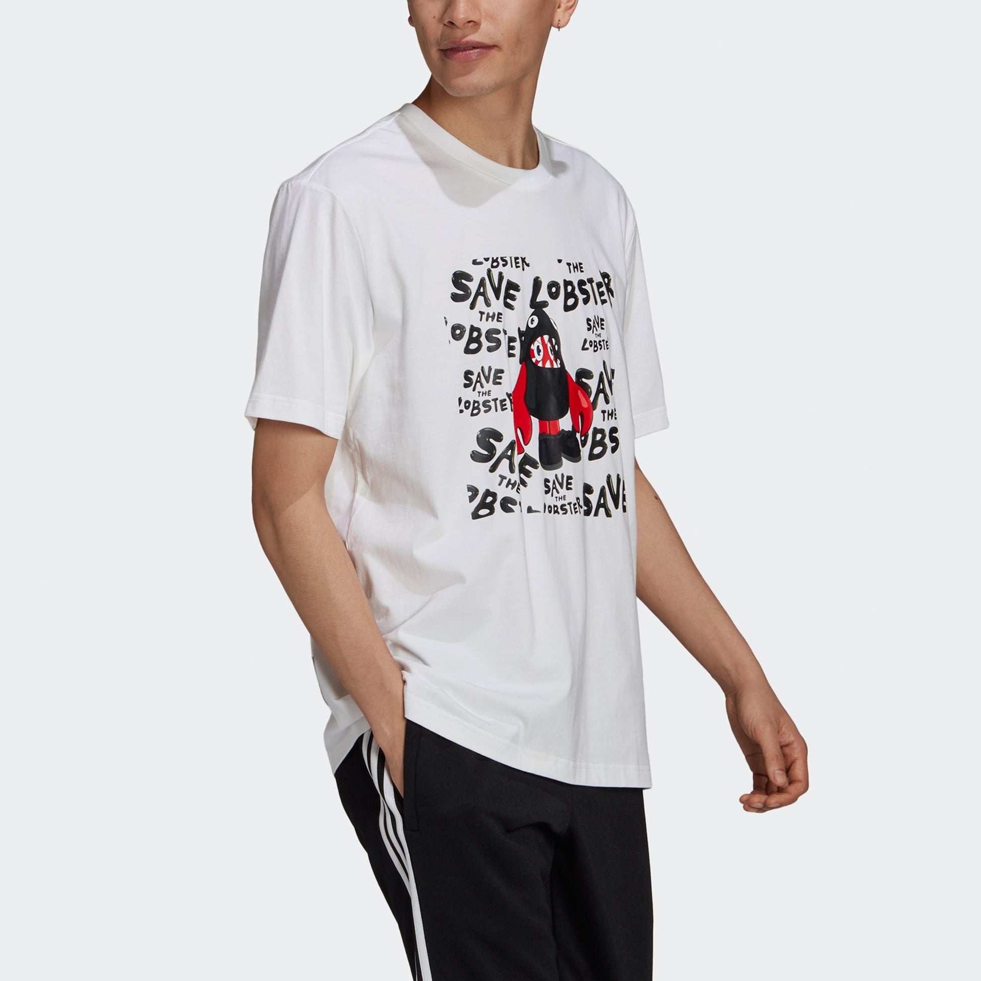 adidas originals Artist Tee Ss Cartoon Dragon Printing Casual Sports Short Sleeve White HA4700