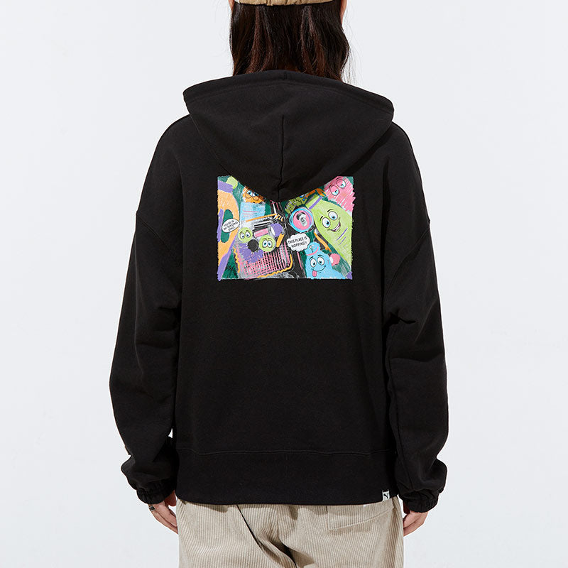 (WMNS) PUMA Downtown Printing Logo Hoodie Black 533049-51