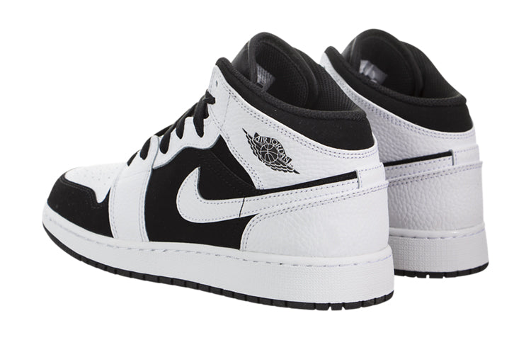 (GS) Air Jordan 1 Retro Mid 'White Black' 554725-113