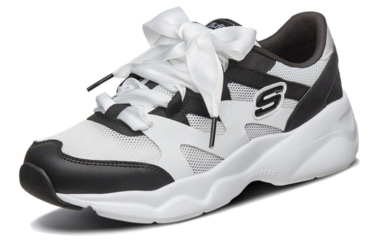 (WMNS) Skechers D'Lites Airy Low-Top Daddy Shoes White/Black 66666203-WBK