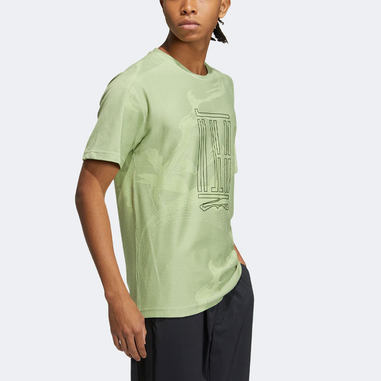 adidas WJ AOP TEE Sports Short Sleeve Orange Green HE5147