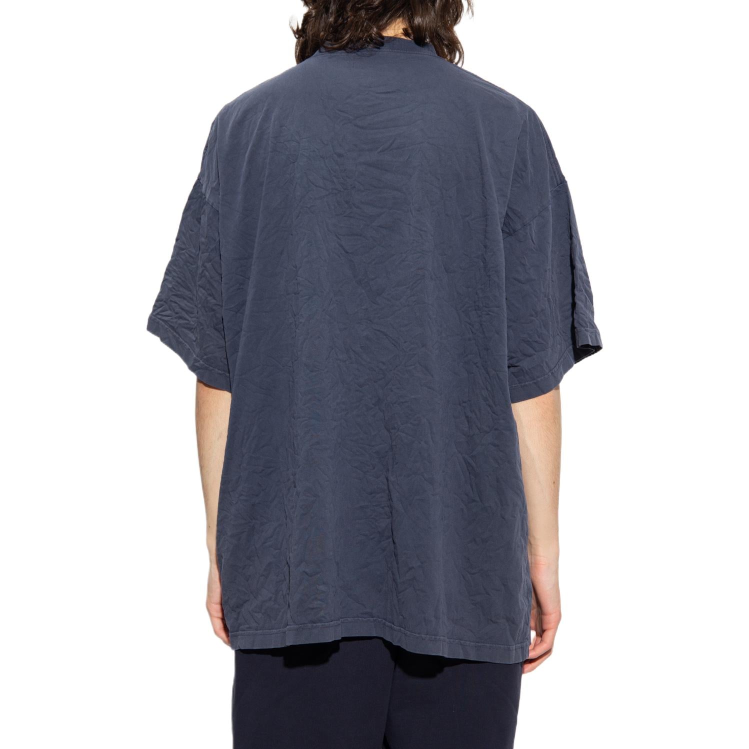 Balenciaga College Crest Oversized T-Shirt 'Navy' 694576TMV954140