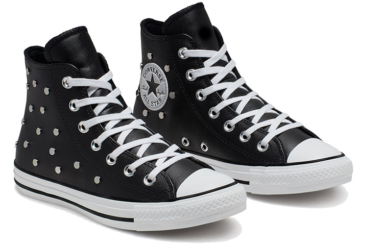 (WMNS) Converse Chuck Taylor All Star Studs High Top Leather Spot Rivet Black 565849C