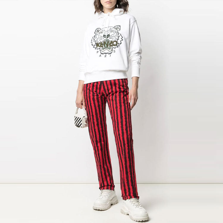 (WMNS) KENZO SS21 Embroidery Logo Hoodie White FB52SW8714XA-01