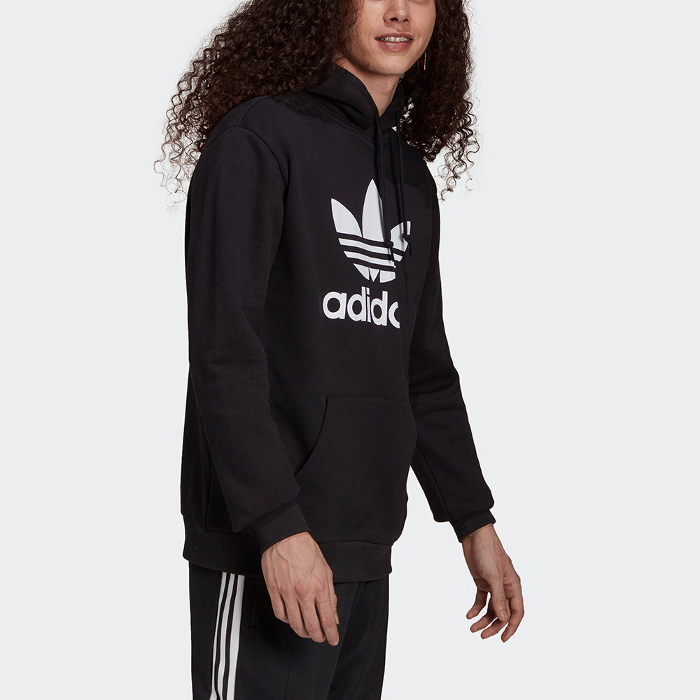 Men's adidas originals Trefoil Hoody Logo Printing Sports Pullover Black H06667
