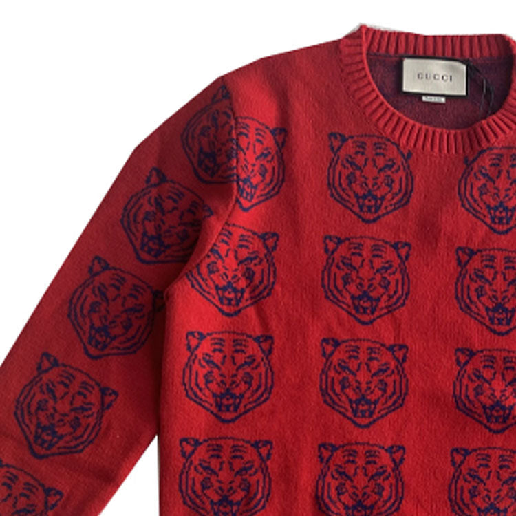 Gucci Knit Sweater Jumper With Tigers 'Red' 474712-X1469-6526