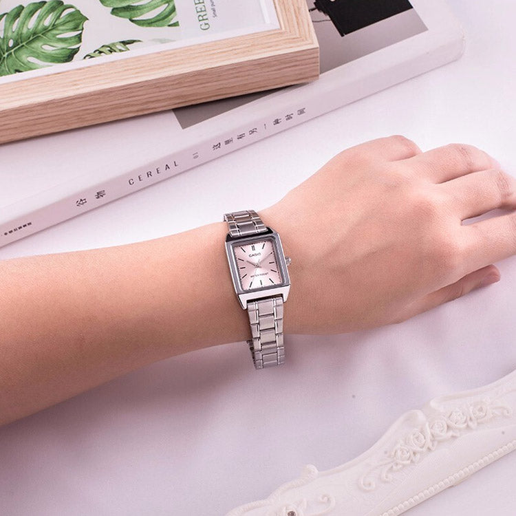CASIO Stainless Steel Strap Waterproof Pink Analog LTP-V007D-4E