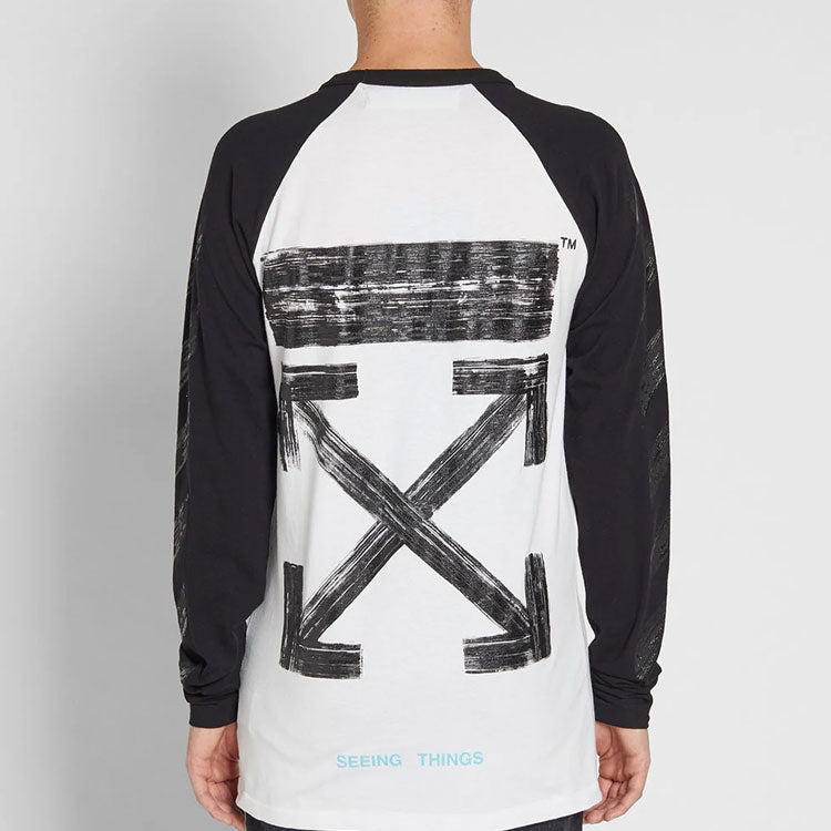 Off-White SS19 raglan sleeve Colorblock Arrow Long Sleeves Ordinary Version White OMAB008F171850301010