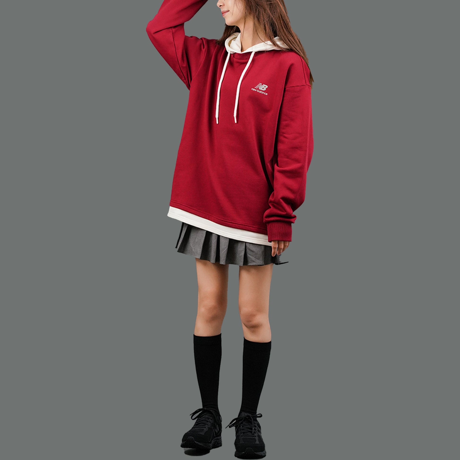 New Balance Splicing hooded Knit Pullover Casual Sports Couple Style Red NCA33031-BUR