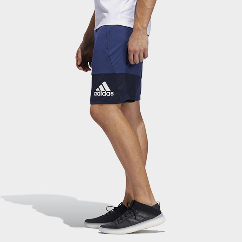 adidas Solid Color Sports Running Training Casual Shorts Blue FL4446